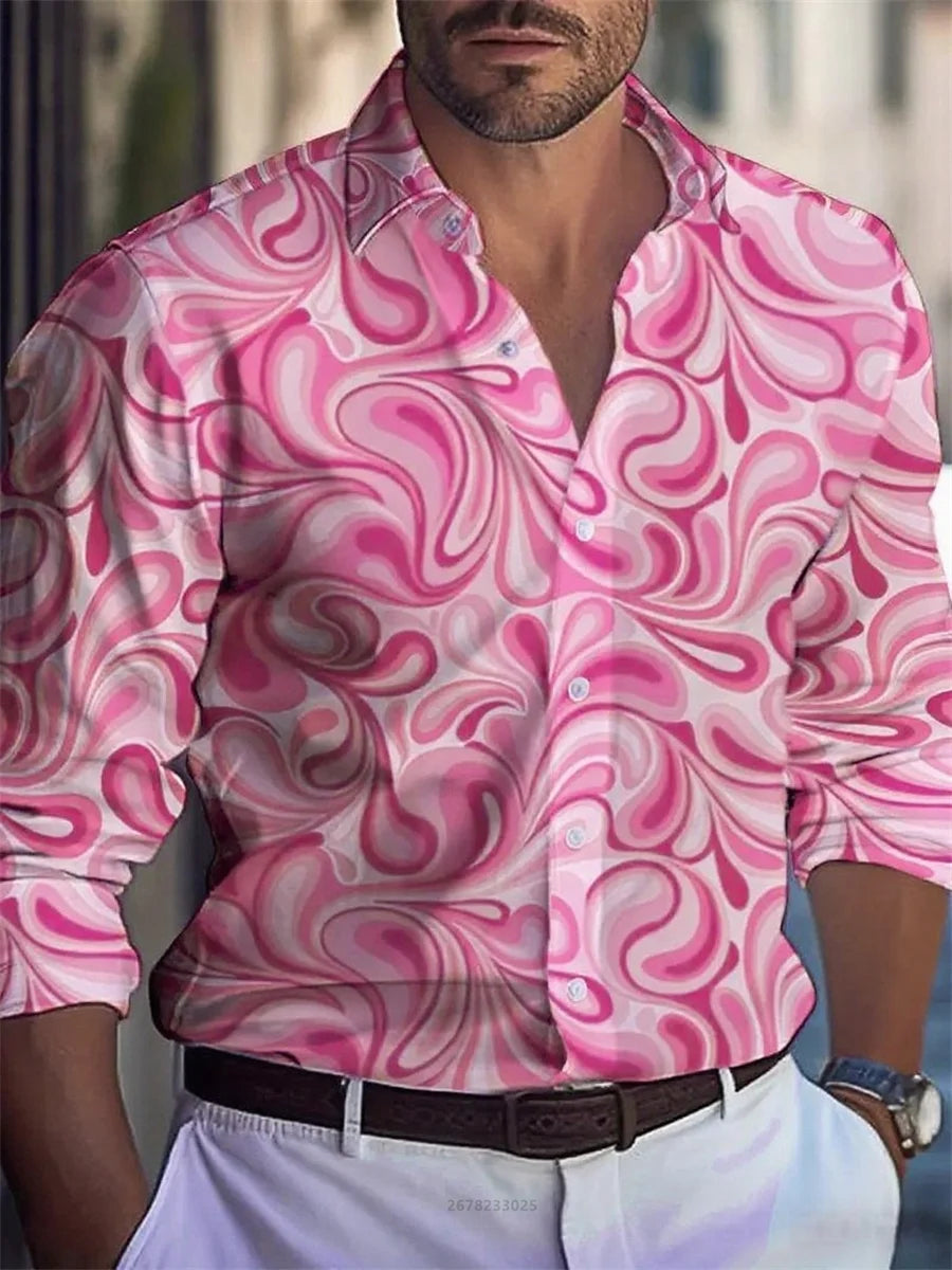 Men's shirt 3D high-definition tropical print long-sleeved shirt, Hawaiian shirt, spring and autumn casual party top XS-6XL size