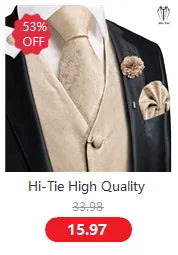 Hi-Tie Silk Mens Waistcoat Tie Set Gold Brown Orange Beige Ivory Khaki Bronze Sleeveless Jacket Suit Vest Necktie Hanky Cufflink