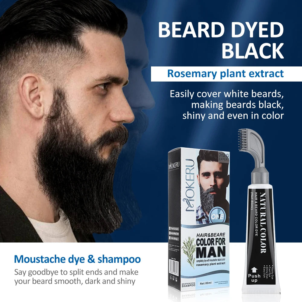 Black Beard Dye Cream With Comb Hair Beard Dye Shampoo Fast Instant Hair Dye Cream Long Lasting 3 Minutes Hair & Beard Dyeing