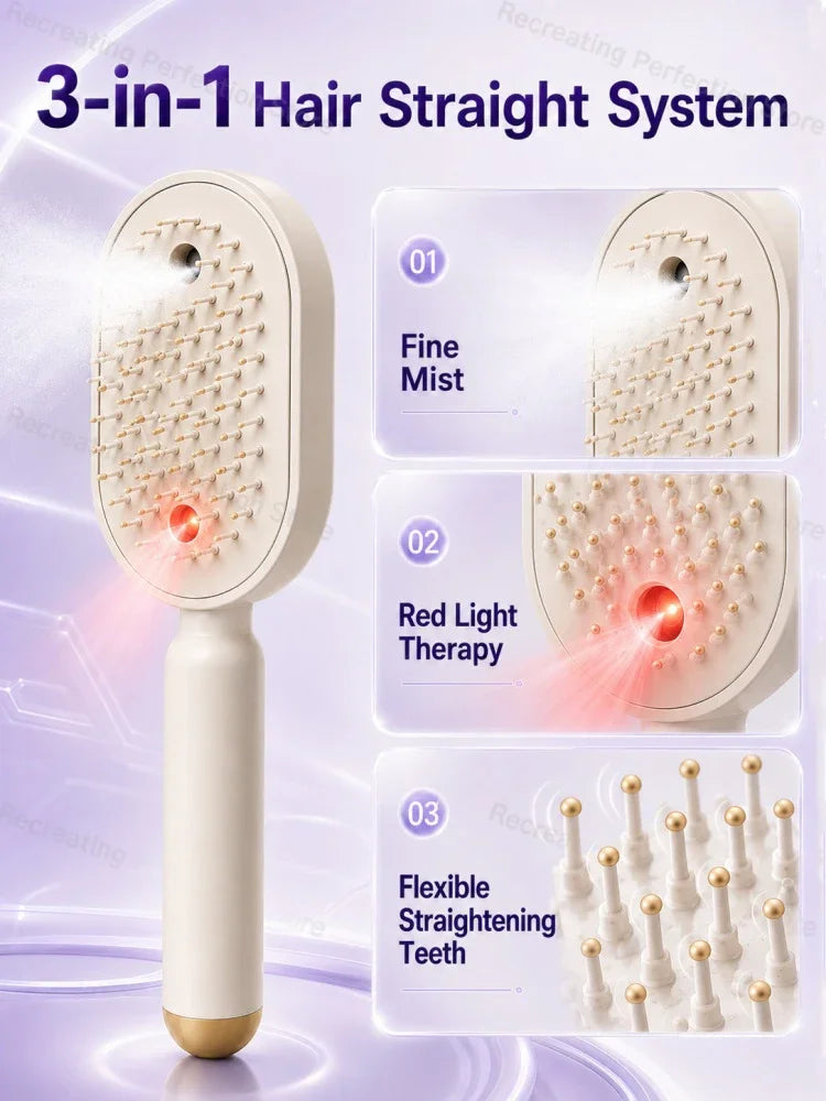 2026 Professional Hair Straightener Brush – No Heat Spray, Red Light Therapy, Scalp Massage, Cordless & Portable, Fast Charge