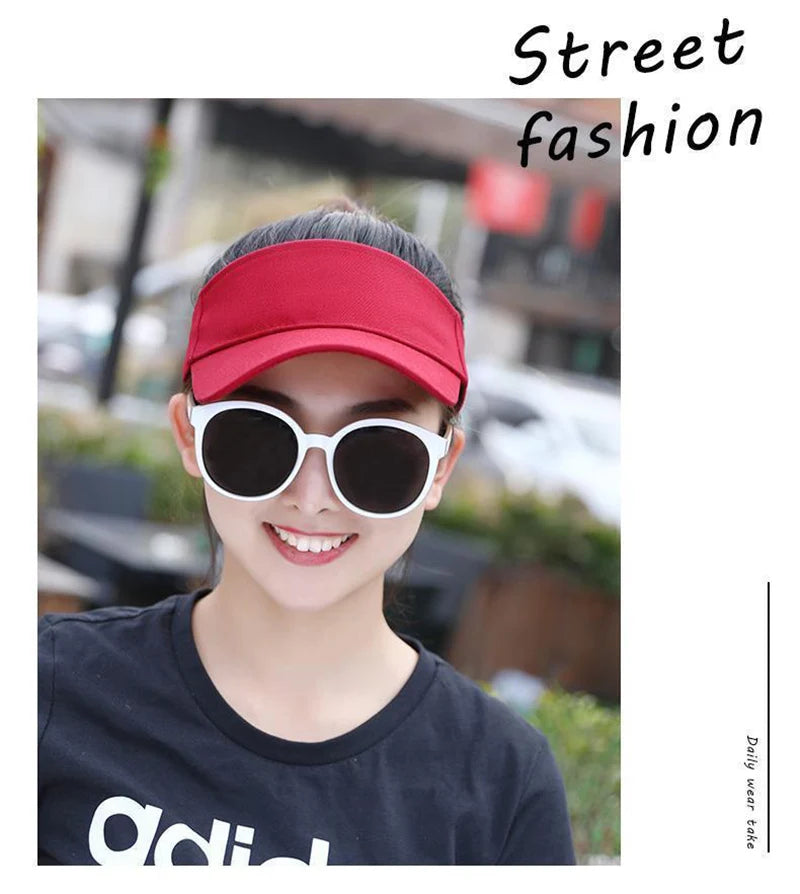 Sun Hat Women Baseball Cap Summer White Sun-Proof Caps Empty Top Visors Seaside Outdoor Sport Tennis Golf Hat