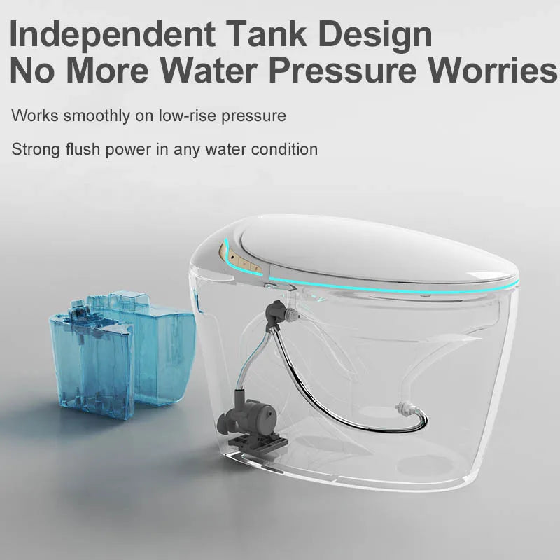 Sanyipace Oval Smart Toilet Spa Bidet Instant Hot Water Rear Feminine Wash Self-cleaning 110V GFCI Full Safety Protection Toilet