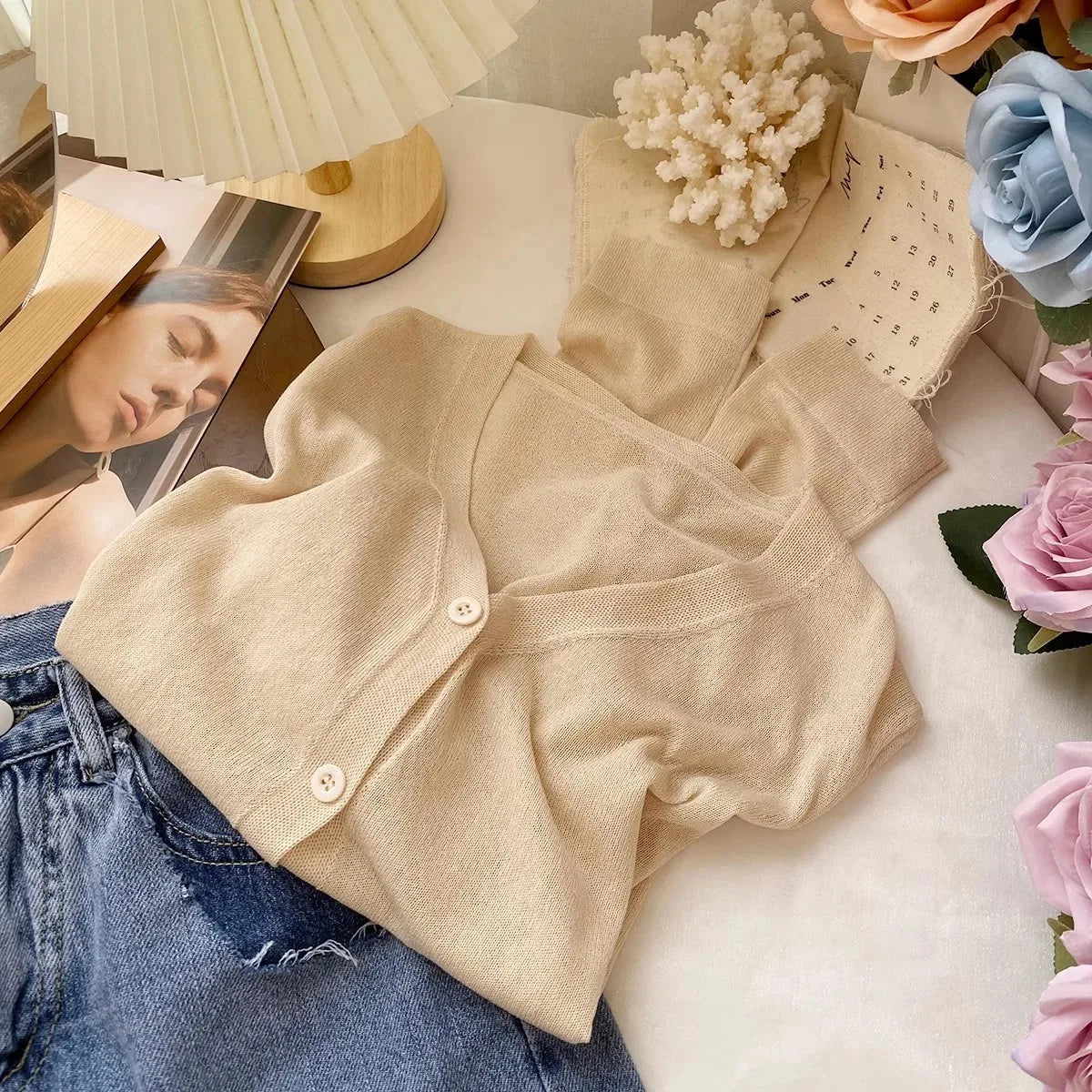 Sweaters Knitted Sweater Women Cardigans New Long Sleeve Sueters De Mujer V-Neck Black Knit Sweater Cardigan Women Tops