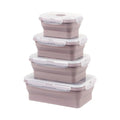 4pcs Microwaveable Silicone Lunch Box Large Capacity Rectangular Food Storage Container with Lid High-temperature Resistant