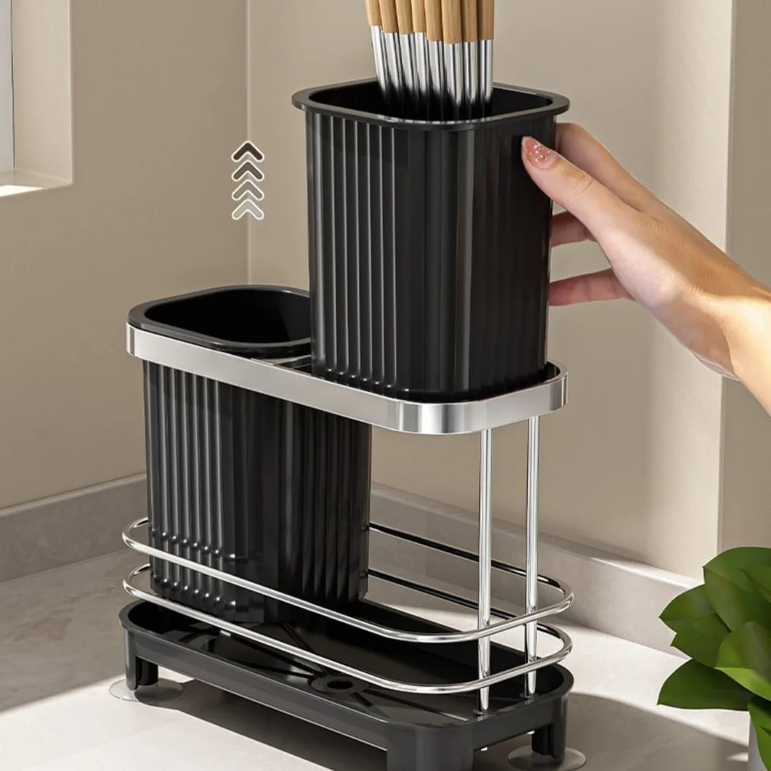 Kitchen Countertop Storage Organizer Self Draining Cutlery Drainer Utensil Holder Spoon Chopstick Cage For Household Use