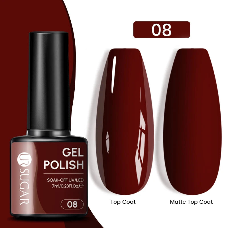 UR SUGAR 7ML Valentine’s Day Gel Nail Polish 107 Colors Classic Black Red Glitter Semi Permanent Autumn Soak Off UV Gel Varnish