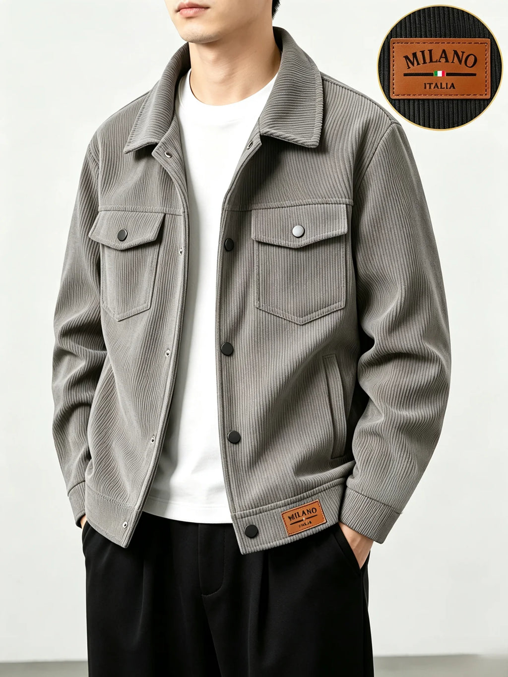 Men's Corduroy Jacket Casual Lapel Button Up Coat With Pockets Autumn Winter Outdoor Streetwear Male Overcoat