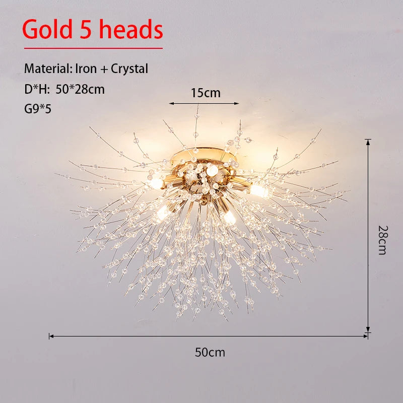 Dandelion Crystal Chandelier Nordic Modern Living Room Dining Room Bedroom Ceiling Light Room Light Fireball Decorative Light