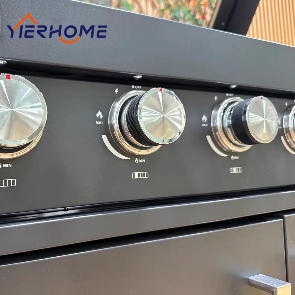 Custom 304 Stainless Steel Outdoor Kitchen Island Modular Patio Outdoor Cooking Grill Cabinet with Sink for Courtyard & Terrace