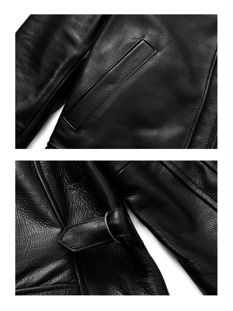 Motorcycle Leather Jacket Men's Windproof And Rainproof Off-road Motorcycle Riding Jacket Leather And Cowhide Slim Fit Jacket
