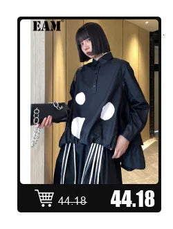 [EAM] Women Coffee Color-block Big Size Long Sweater Dress New Turtleneck Long Sleeve Fashion Tide Spring Autumn 2026 1DJ2393