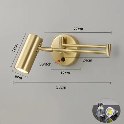 Modern Adjustable Swing Long Arm LED Wall Lamps Touch Sensor Internal Wall Washer Household Bedside Switch Decor Sconce Lights