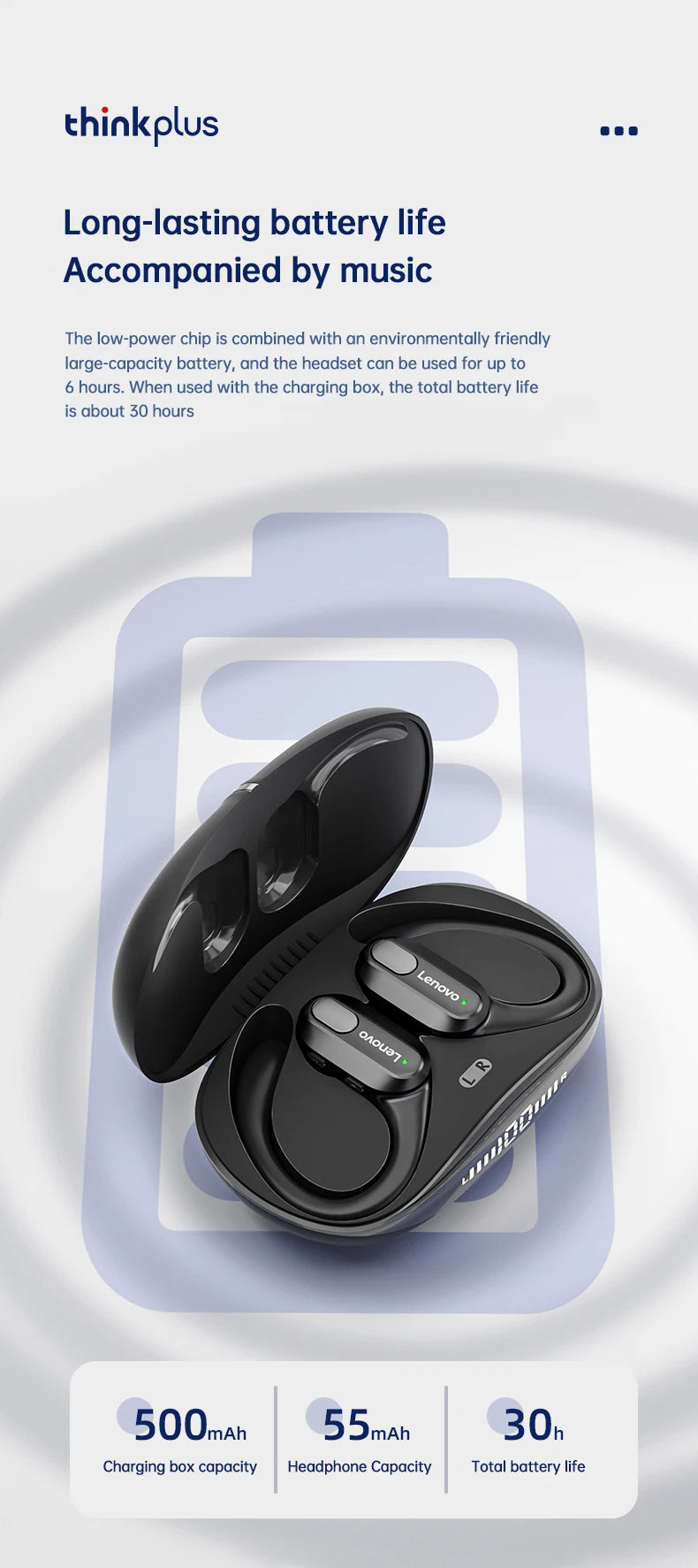 Lenovo XT80 Bluetooth Wireless Earbuds ENC Call Noise Reduction HiFi Stereo Touch Control Type-C Charge Sports Headset with Mic