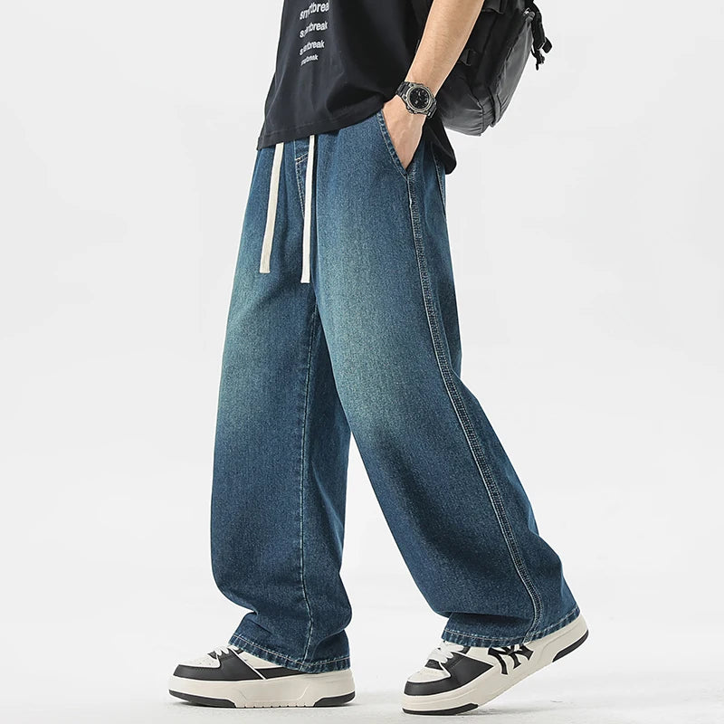 Men's Jeans American Loose Wide-leg Loose Straight Casual Trousers Street Hip-hop Baggy Jeans Black Grey Blue Streetwear Men