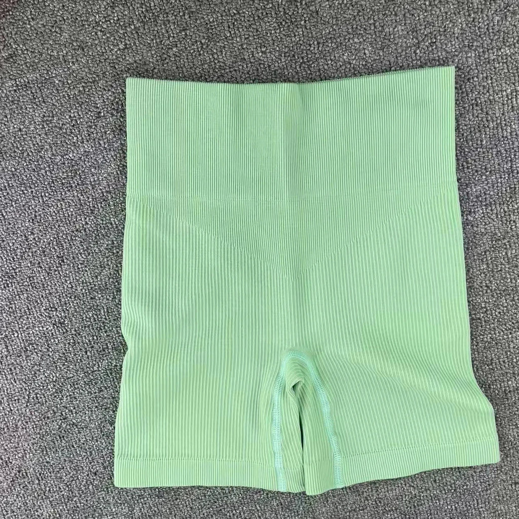 Women's Ribbed Knited Shorts Seamless Yoga Shorts Stretchy High Waist Shorts Sexy Hip Liftting Cycling Running Three Point Pants