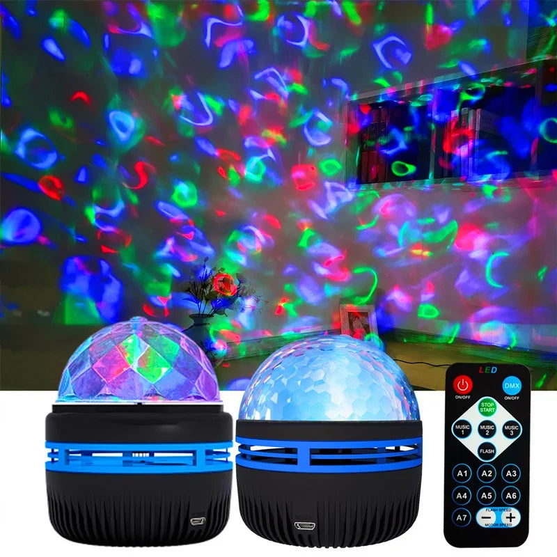 LED Water Ripple Projector Light Atmosphere Rotating Projection Lamp with Remote Control 7 Color for Home Christmas Halloween