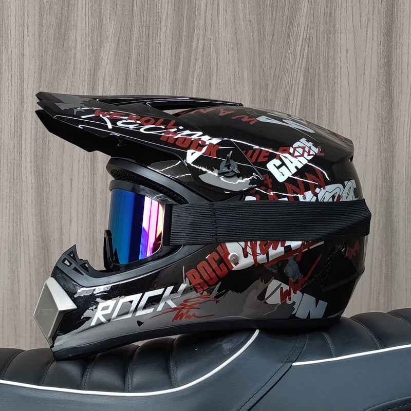 Professional motorcycle off-road helmet with free goggles, off-road bike ATV Quad DH racing protective helmet Casco