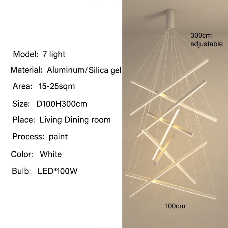 Modern LED Ceiling Chandelier Stair Living Room Pendant Lamp Kitchen Hall Hanging Light Indoor Home Decoration Lighting Fixture