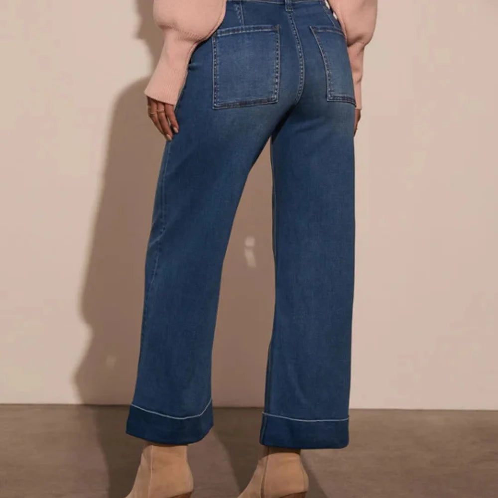 Spring 2026 Women's High Elasticity Loose Wide Leg Jeans Casual Fashion Long Trousers New Arrival