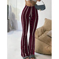 Autumn Winter Y2k Trousers Casual Fashion Long Pants Tight Casual Tight Vintage Sexy Stripe Female Clothes Chic Flare Pants