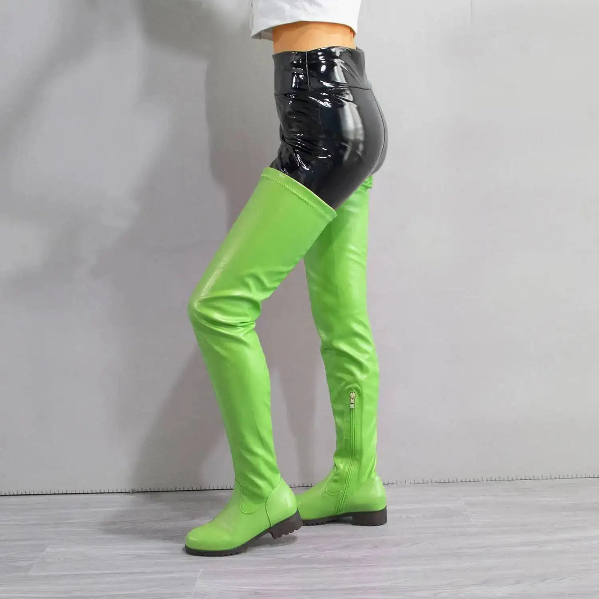 Big Size 46 Low Heels Thigh High Boots For Women Color Leg Boots Slim Boots