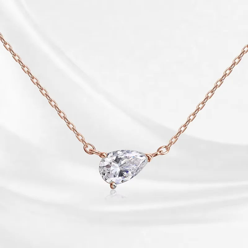 Smyoue 1-4CT Pear Cut Moissanite Pendant Necklace for Women Girls 3 Designs Lab Diamond Wedding Silver 925 Chains Fine Jewelry