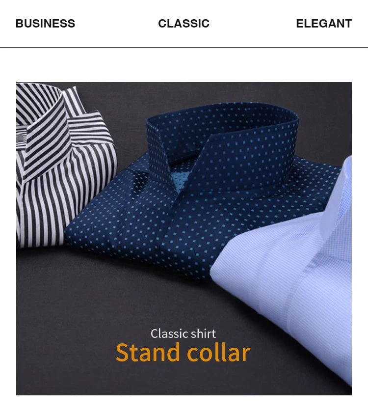 mens Long sleeve shirt  French stand collar business casual spring and autumn men's shirt
