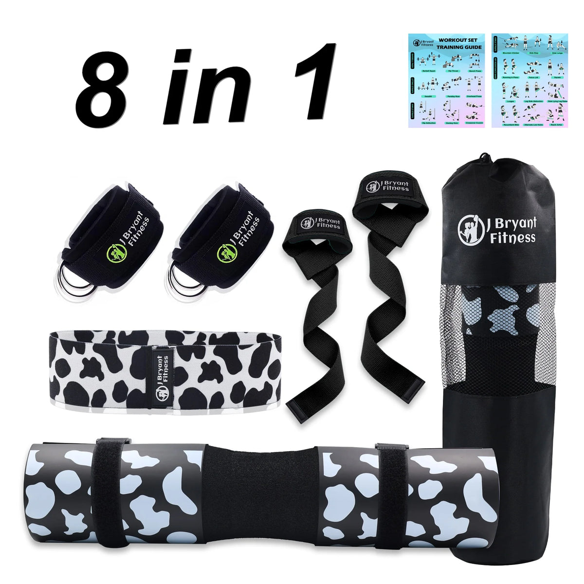 Barbell Pad Set with Carry Bag Weightlifting Wrist Wrap and Gym Ankle Straps for Lunges Hip Thrusts Powerlifting Deadlift