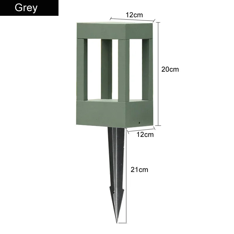 Square Outdoor Garden Lawn Lamp IP65 Waterproof Aluminum LED Pathway Light Modern Courtyard Porch Landscape Bollard Light Decor