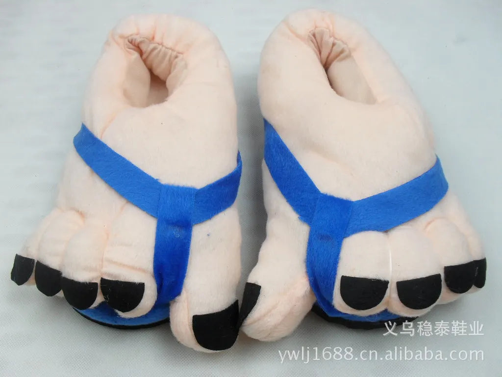 Winter Funny Slippers for Men Women Cute Home Shoes Big Foot Furry Slippers Unisex Indoor Boys Man Fuzzy Five Finger Slippers