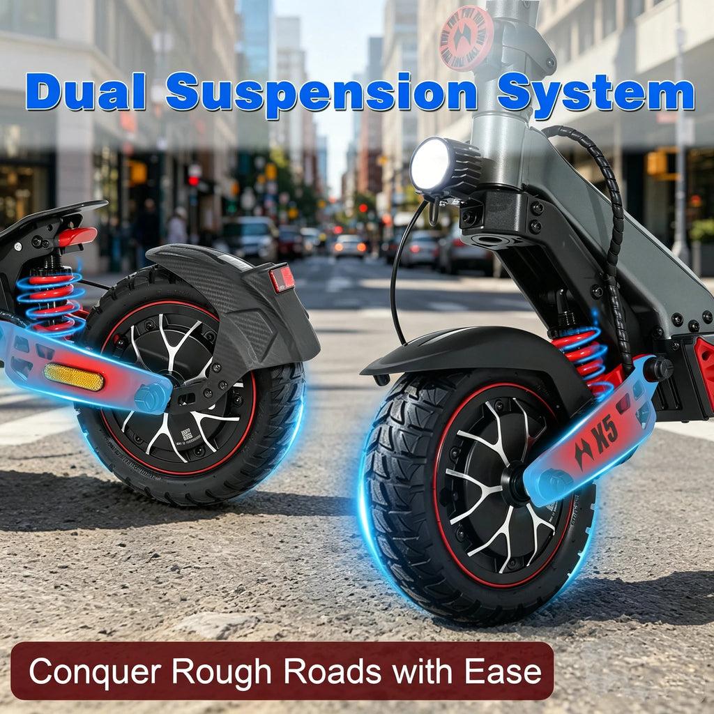 Electric Scooter Adults 2400W Dual Motor, 10" Off Road Tires, foldable, 48V 20Ah Battery, 45 Miles Long Range, Dual Disc Brake, US Stock