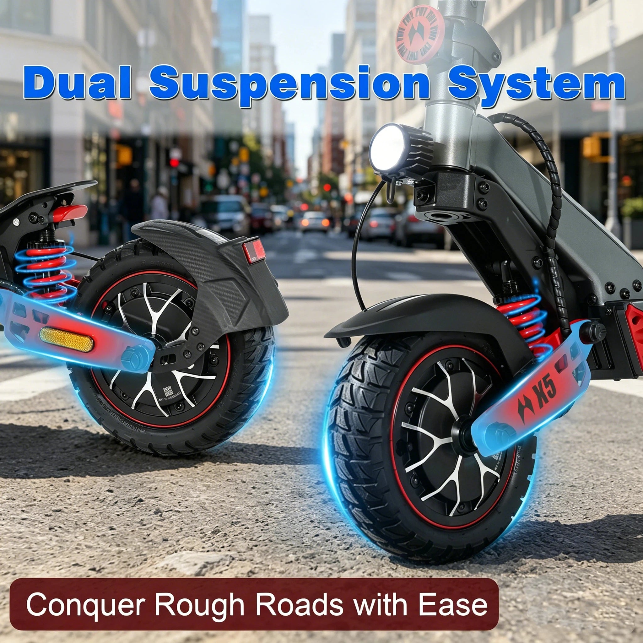 Electric Scooter Adults 2400W Dual Motor, 10" Off Road Tires, foldable, 48V 20Ah Battery, 45 Miles Long Range, Dual Disc Brake, US Stock