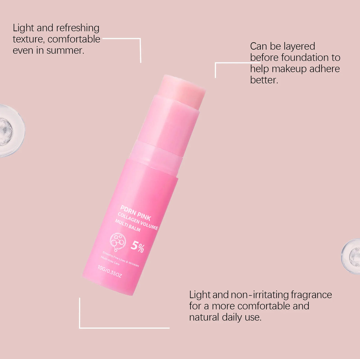 PDRN Pink Collagen Volume Multi Balm Stick Hydrating Plumping Firming Care for Face Neck Under Eyes Lips Fine Lines 10g