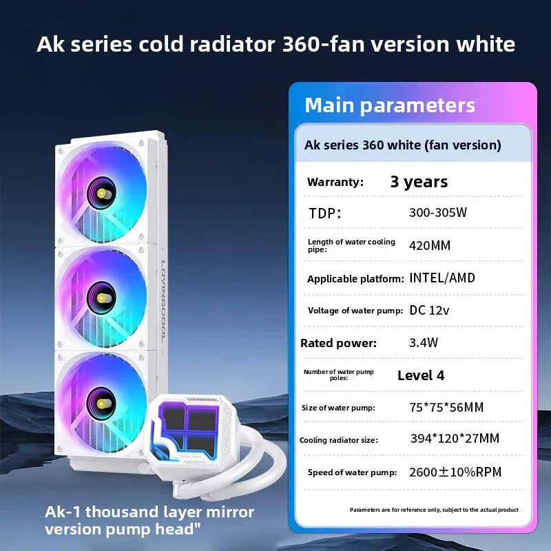 360 ARGB CPU Liquid Cooler with Segment Code Screen Temperature Display