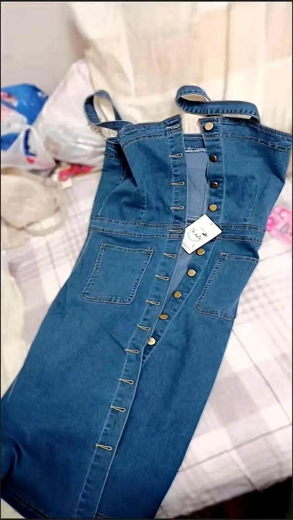 Denim Dress Sexy Style New Arrival Ins Strap Waist Single Breasted Stitching Female Bodycon Midi Dresses Female Vestidos