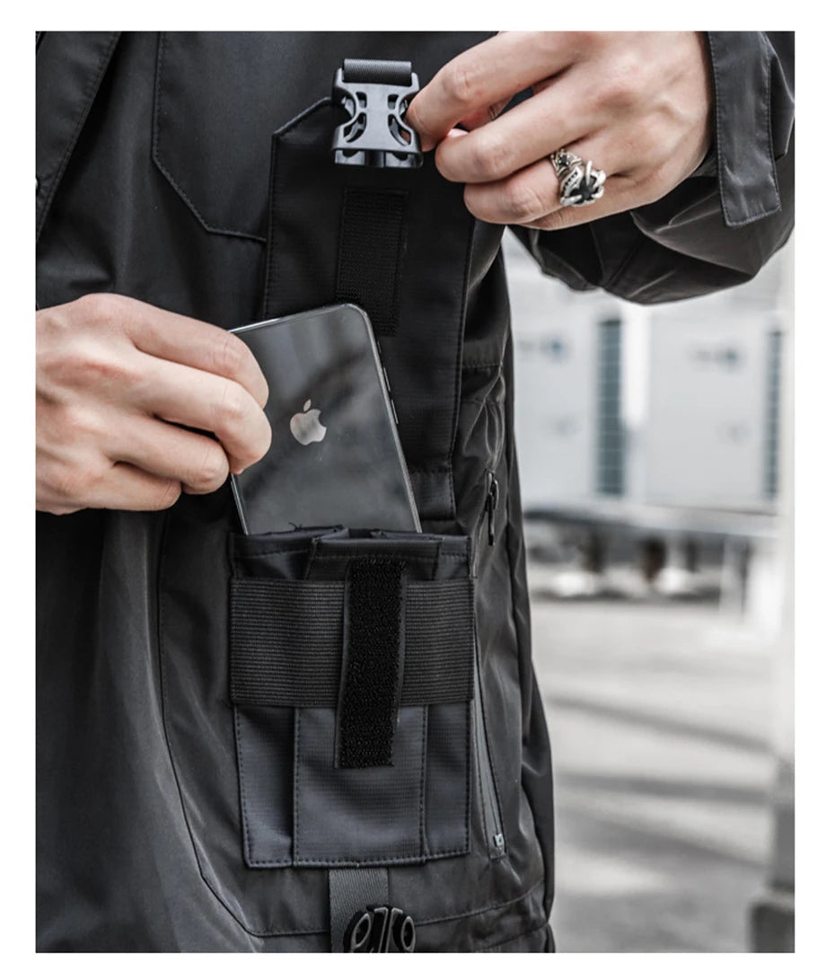 2022 Autumn Tactical Jackets Windbreaker Men Functional Techwear Mens Black Hip Hop Streetwear Waterproof Windproof Hooded Coats