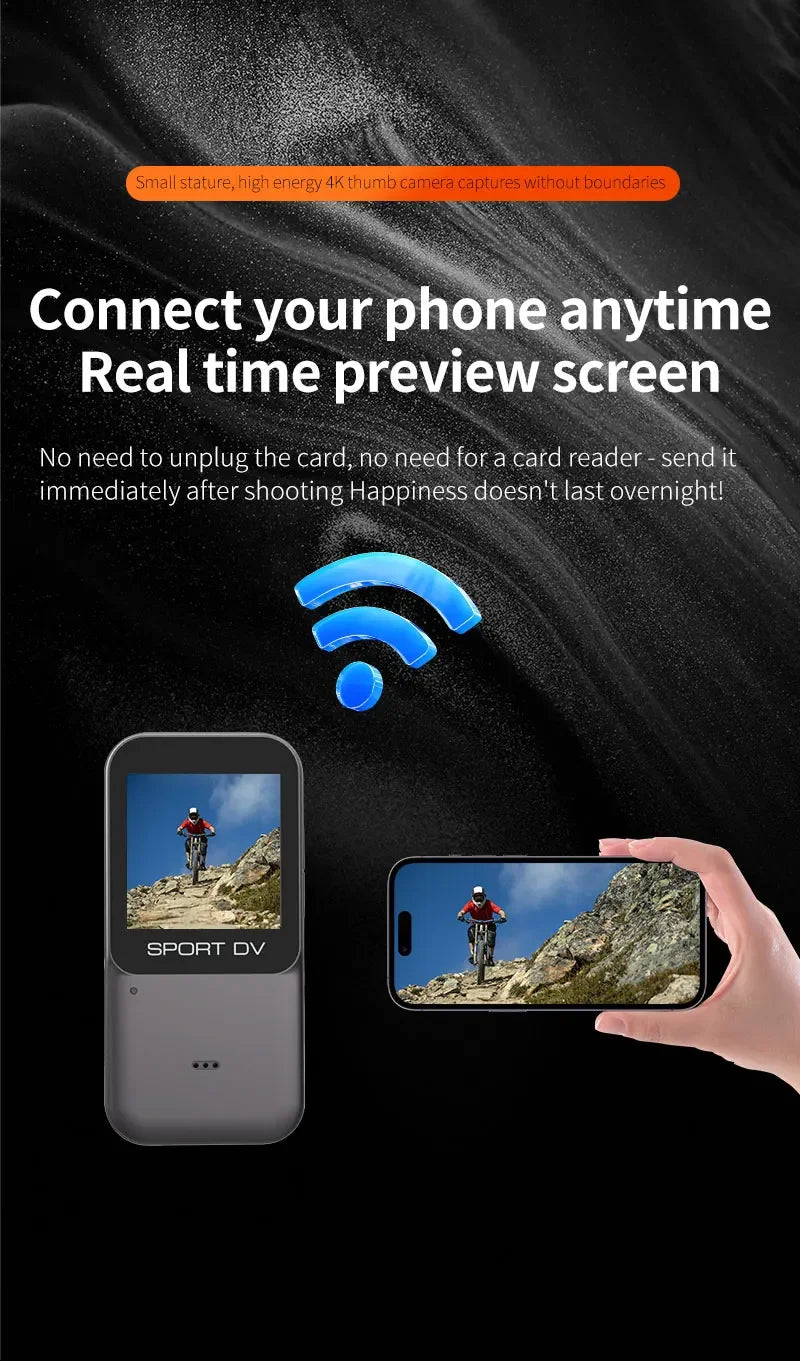 4K HD Action Camera HD EIS Magneti Pocket Video Camera 30m Waterproof WiFi Motorcycle Cam Sport Video Recorder with Memory Card