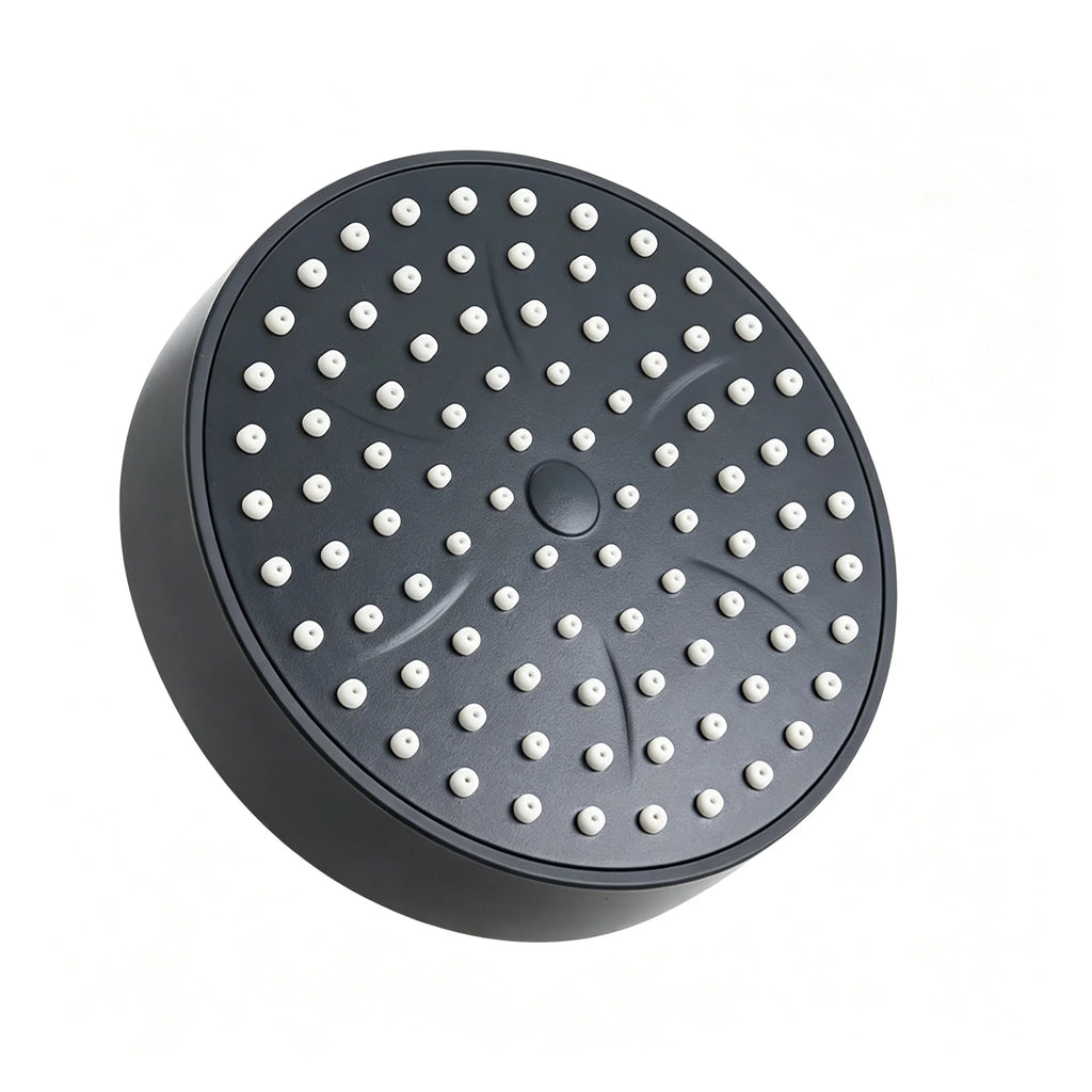Modern Matte Black High Pressure Rainfall Shower Head with Wall Arm Large Round Fixed Overhead Spray Soft Silicone Jets