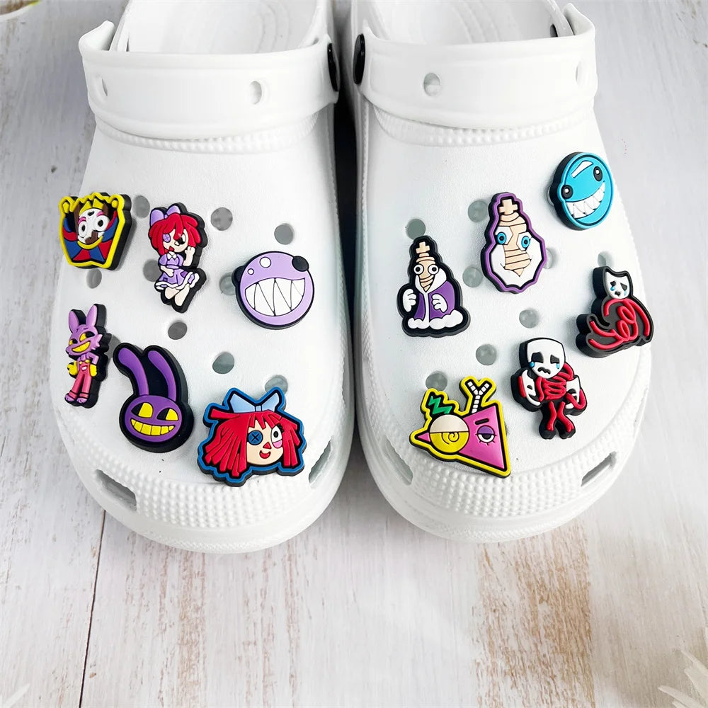 20Pcs Amazing Digital Circus Shoe Charms for Women Girls Shoes Decoration Accessories Buckle Fit Clog Sandal Wristband Bag