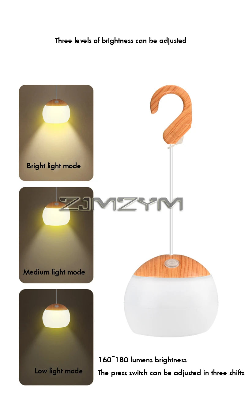 Outdoor Camping Lights Tent Ambiance Pendant Light Silicone Lampshade USB Rechargeable Light Outdoor Camping Equipment