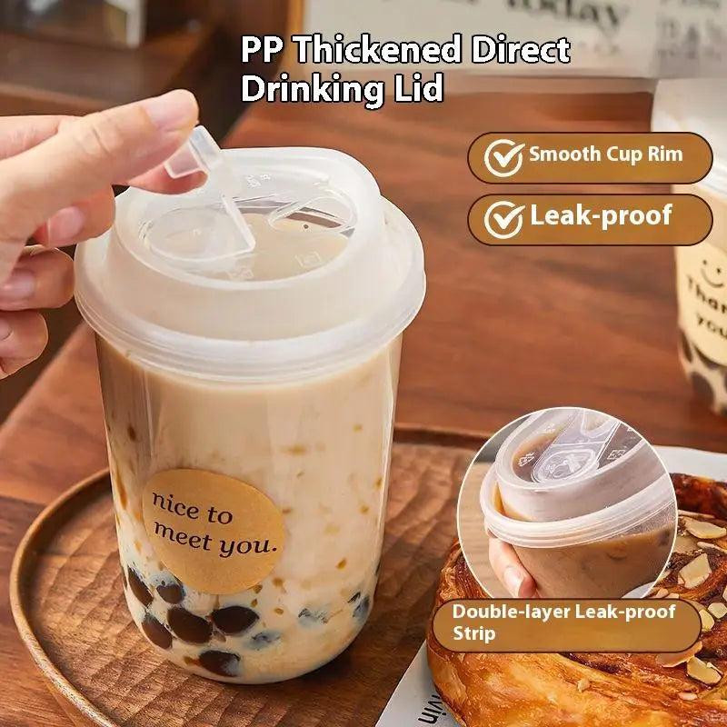 10pcs Transparent Coffee Cups With Lids U-shaped Disposable Cups For Hot Drink Milk Tea Takeaway Beverage Cups B.H