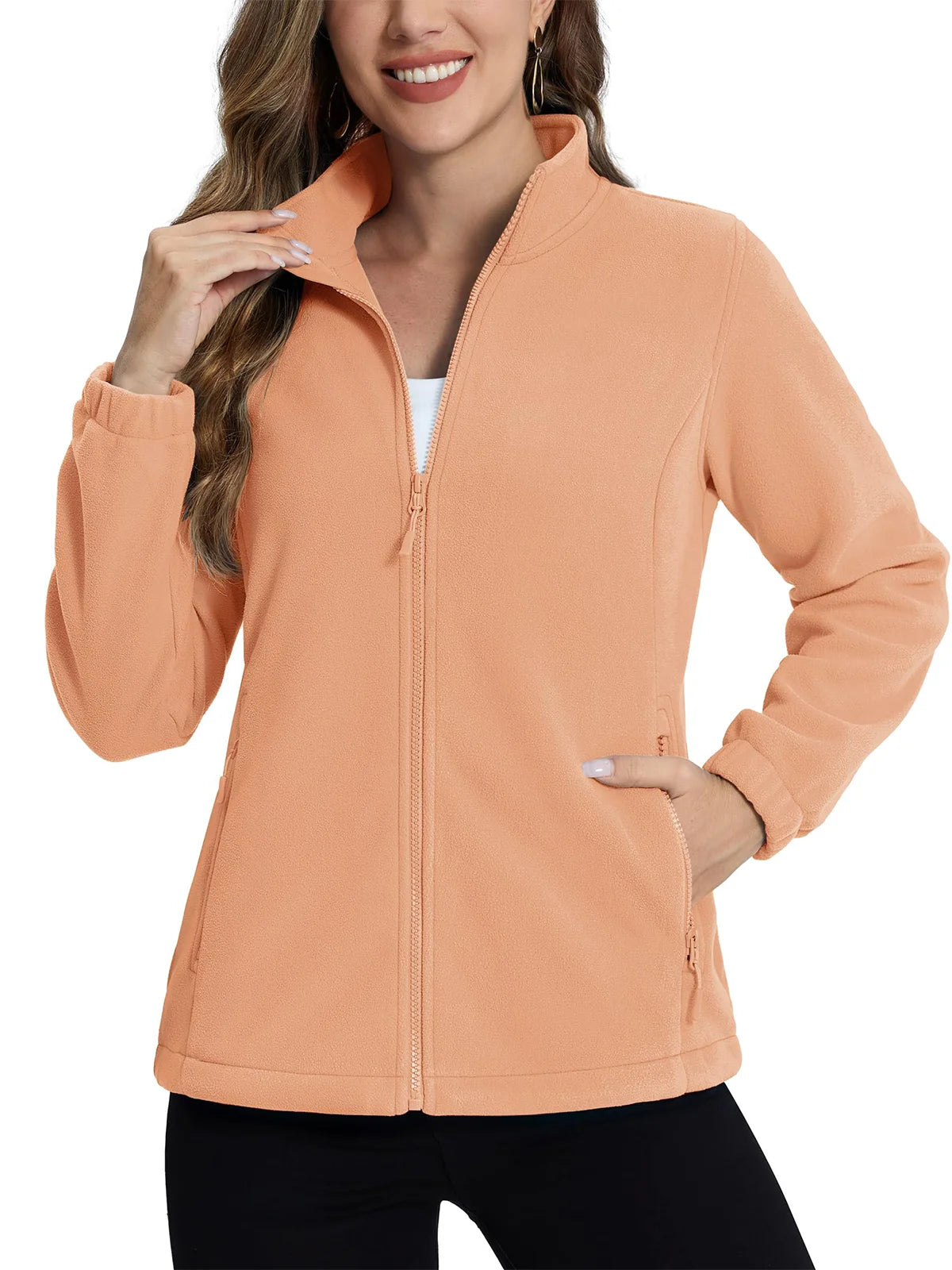 TACVASEN Women's Winter Fleece Jacket Lightweight Full Zip Sweatshirts Coat Casual Zipper Soft Warm Sweaters Outwear Female