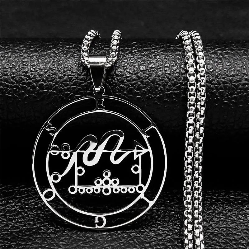 2024 Fashion Sigeal Sigil De Lucifer Stainless Steel Satan Necklace Asmoday Lazer Key Baphomet Stamp Jewelry N7118S03