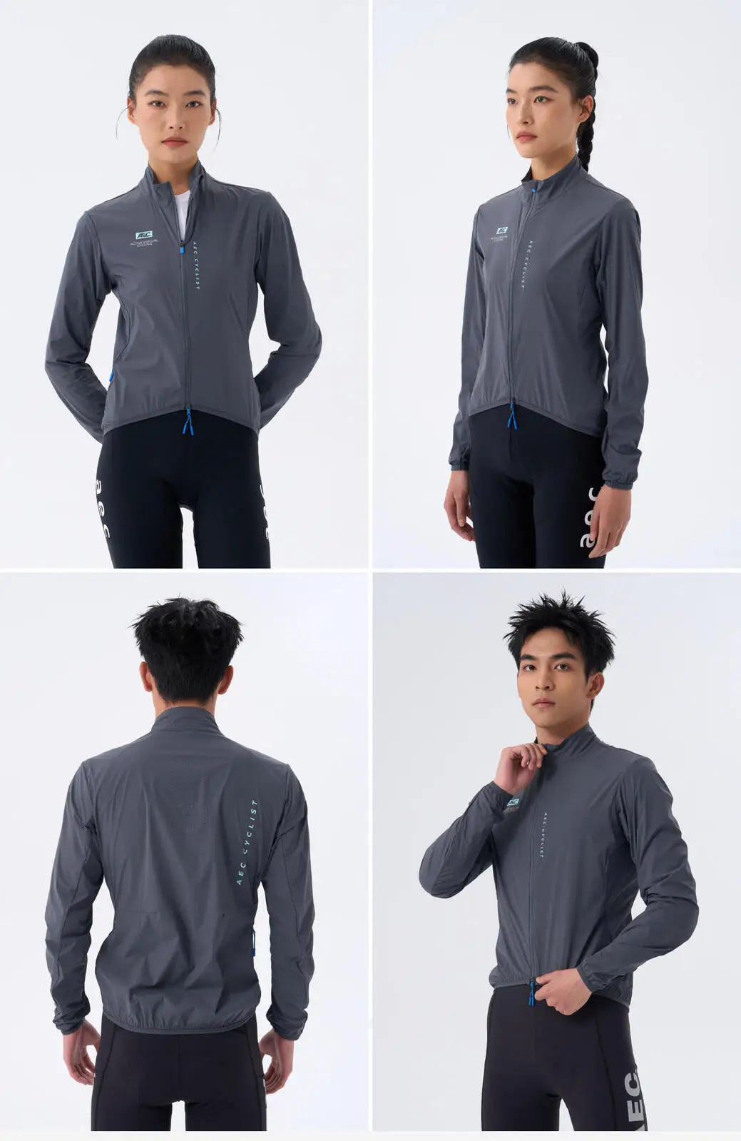 AEC.CYCLIST Windbreaker Cycling Jacket Men Women Ultra Light Quick Dry Cycling Jersey Breathable Bike Coats Zippered Side Pocket