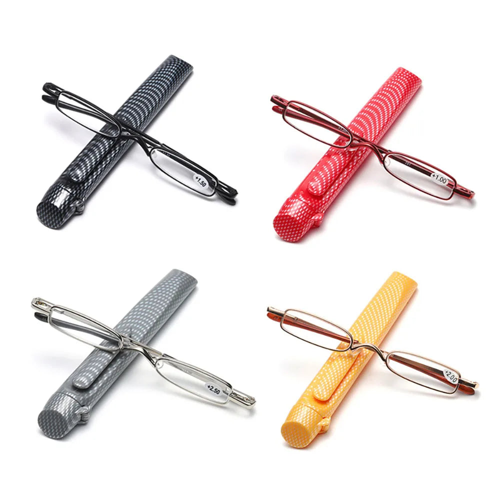 Elegant Reading Glasses Metal Frame Ultra-thin Men Women Reading Glasses Portable Mini Reading Presbyopia Eyeglasses with Box