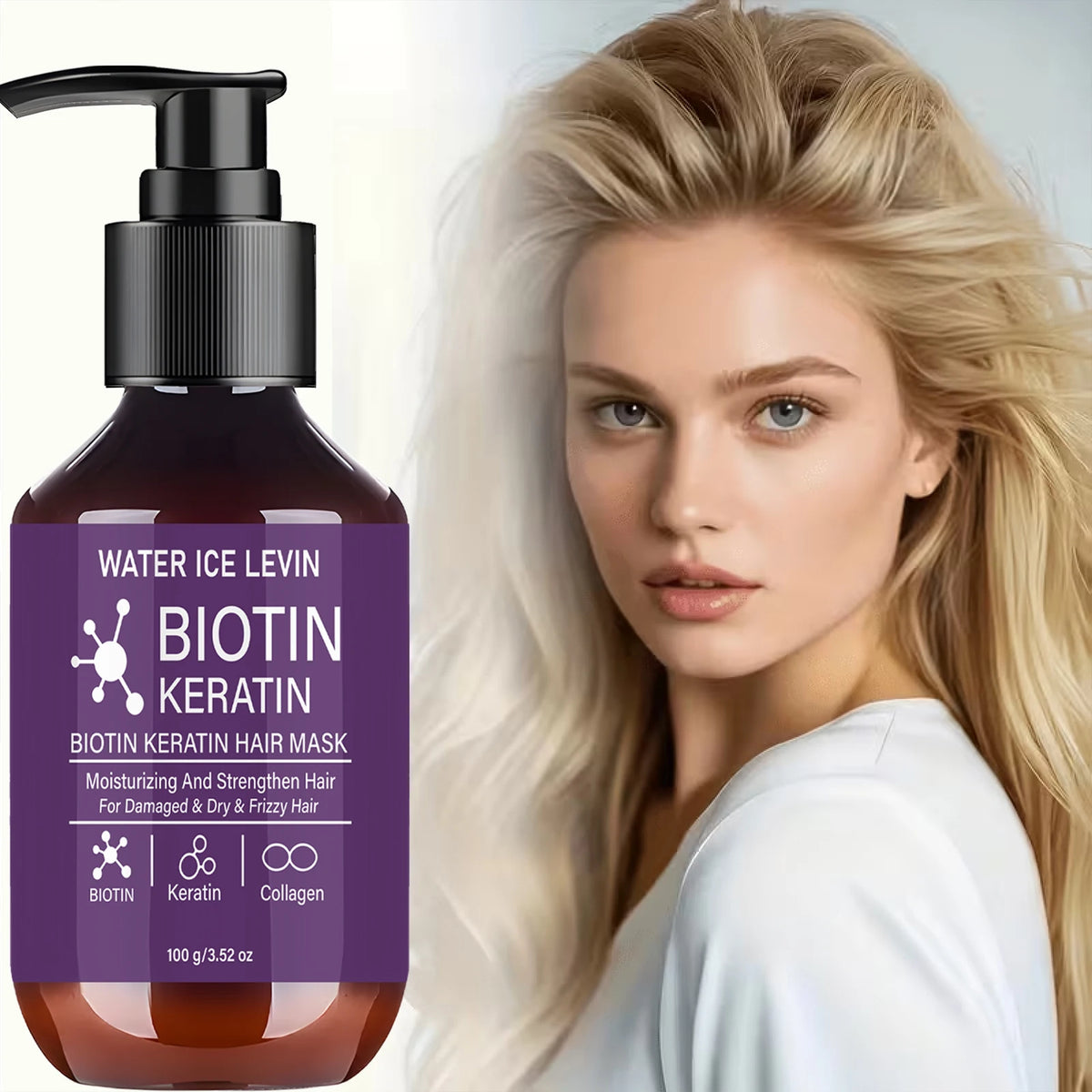 Biotin Keratin Hair Mask with Collagen, Moisturizing Strengthening for Dry & Frizzy Hair