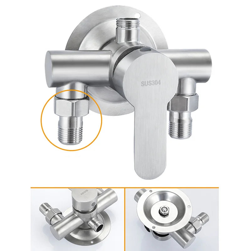 304 Stainless Steel Shower Faucet Mixer Valve Double Type Bathroom Shower Hot Cold Water Tap G1/2’ Bathtub Faucet