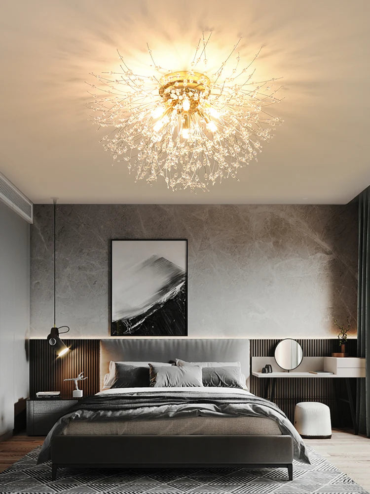 Dandelion Crystal Chandelier Nordic Modern Living Room Dining Room Bedroom Ceiling Light Room Light Fireball Decorative Light