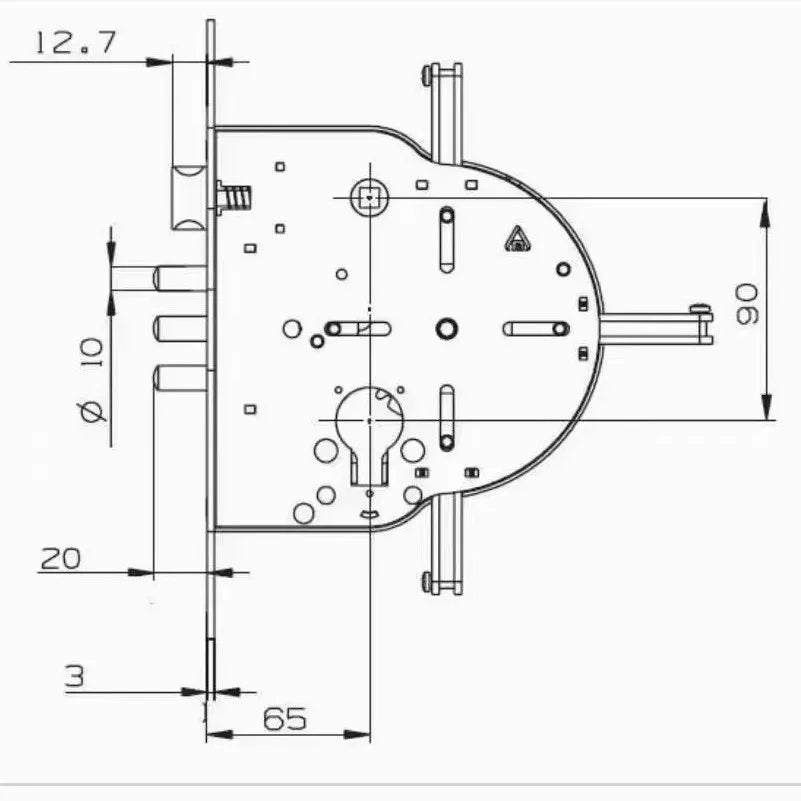 Smart Automatic Israeli 6590 Mortise Lock Body Round Head Square Bolt Replacement for Old Security Door Fingerprint Lock