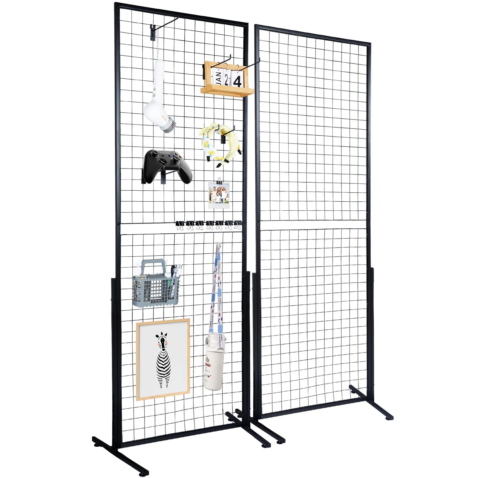 SucceBuy Grid Wall Panels Tower Wire Gridwall Display Racks Double Side Gridwall Panels for Art Craft Shows Retail Shop w/ Hooks